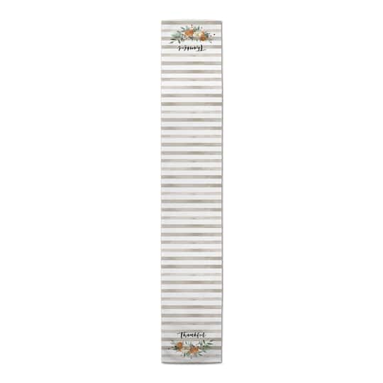 72" Striped Floral Thankful Poly Twill Table Runner